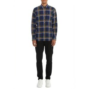 OLD NAVY Plaid Long-Sleeve Mens Shirt Size L Navy Multi Cotton Casual Rugged